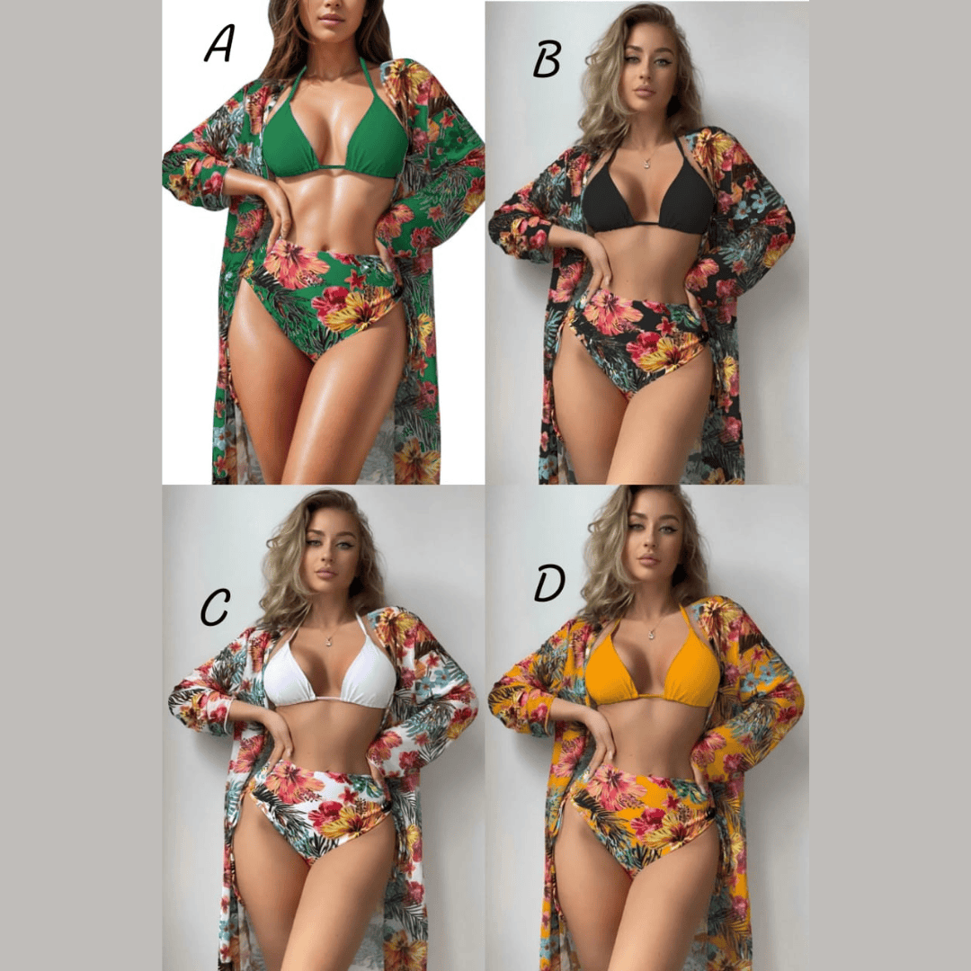 3pcs Floral Women Bikini Swimsuit