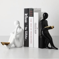Ceramic bookends reader shape sculptures