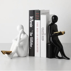 Ceramic bookends reader shape sculptures