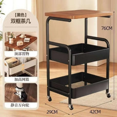 Wooden Top Double Mesh Trays Trolley