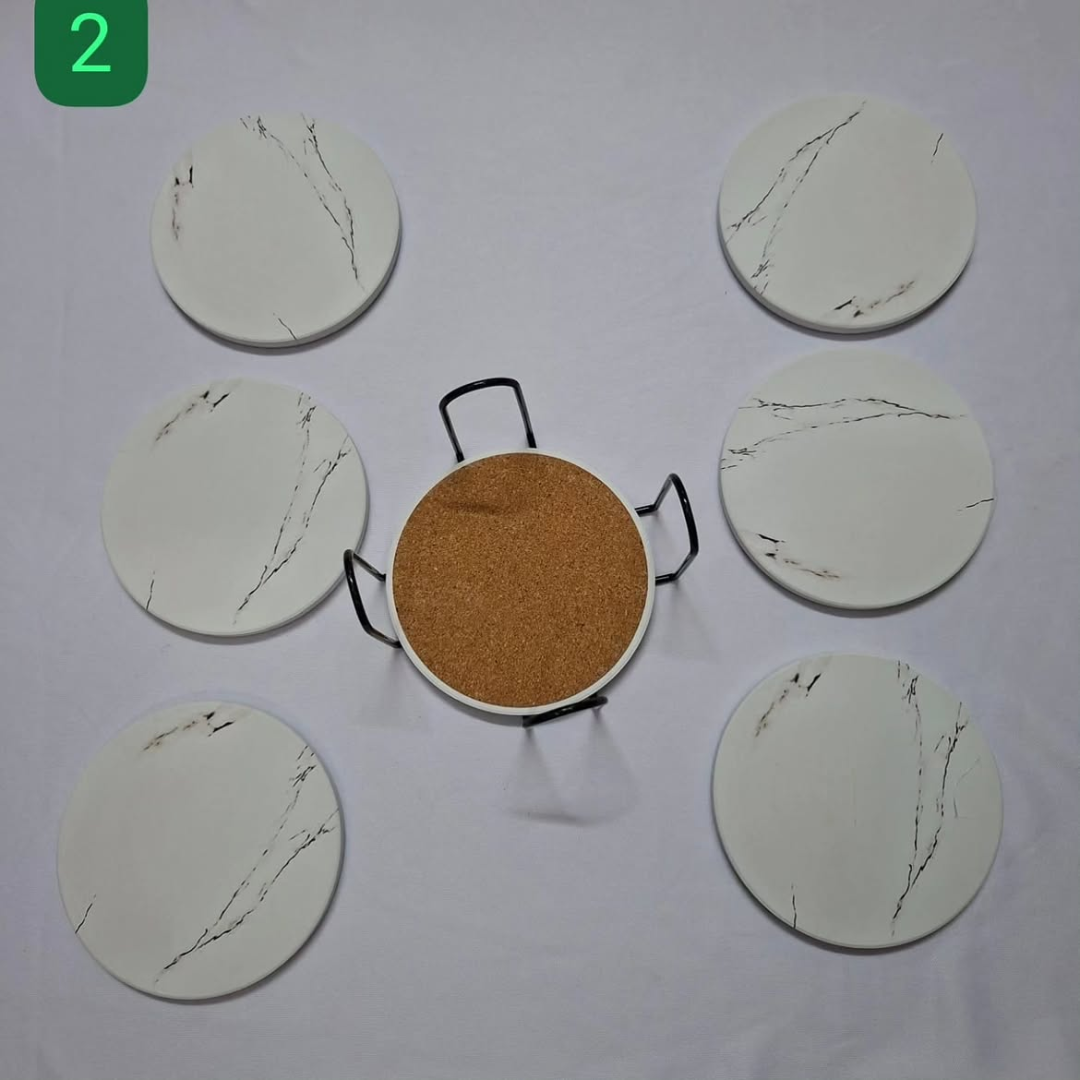 6pcs Marble Style Ceramic Coasters