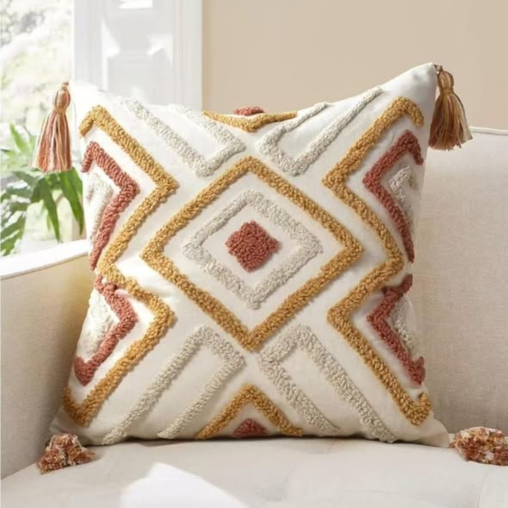 Throw pillow covers with tassels