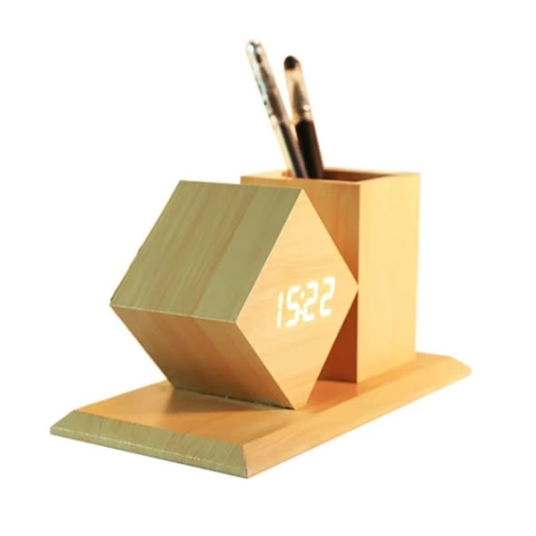 Multifunctional Bamboo Pen Holder