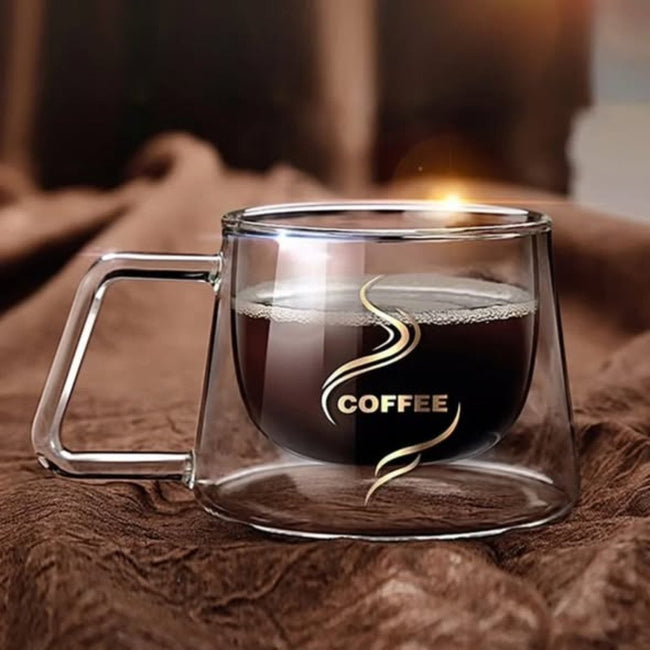 Heat Resistant Double Wall Glass Coffee Mug