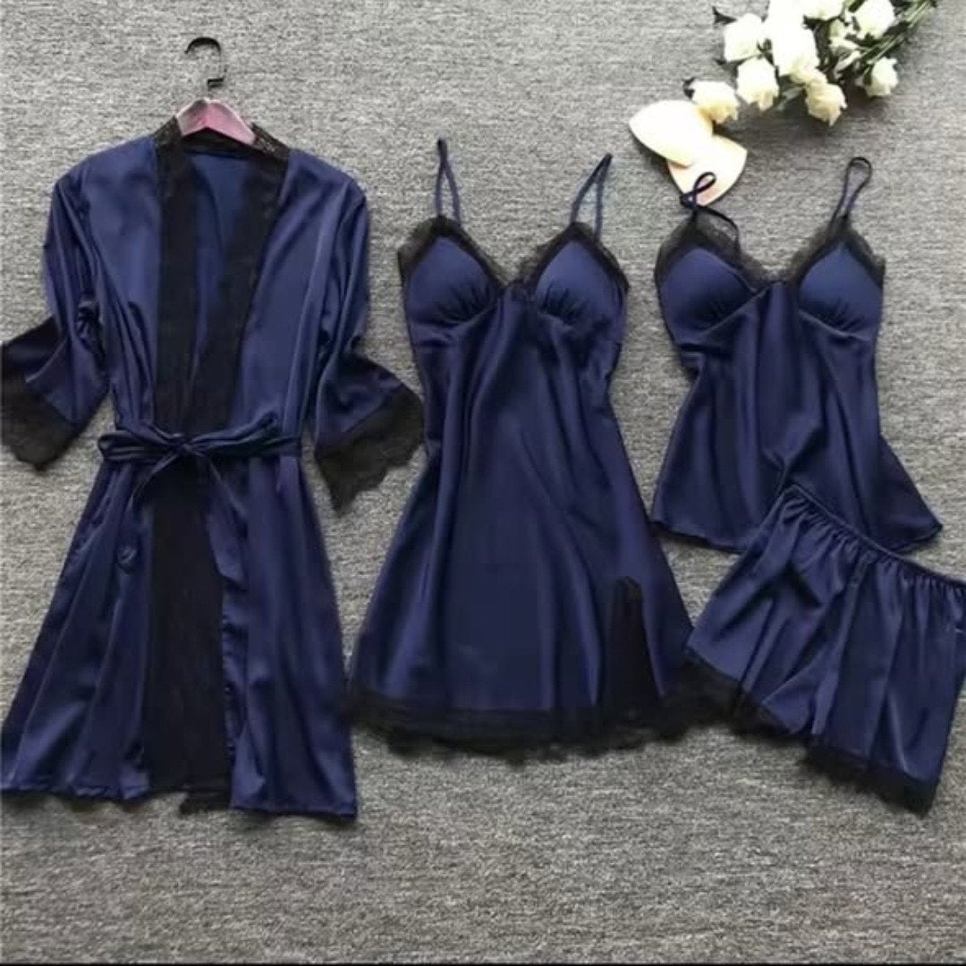 4pcs silk pajamas set