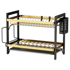 2 Tier Black Gold Dishrack