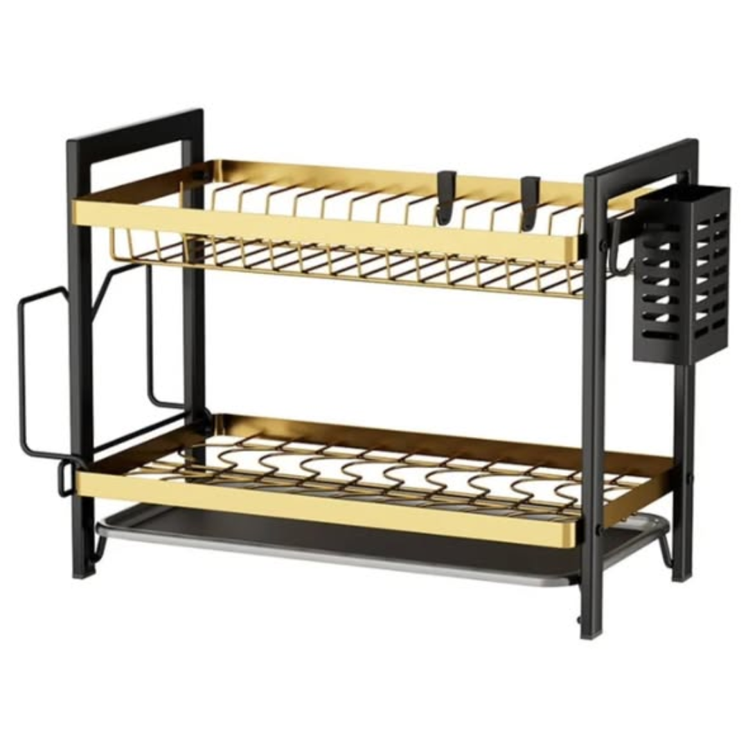 2 Tier Black Gold Dishrack