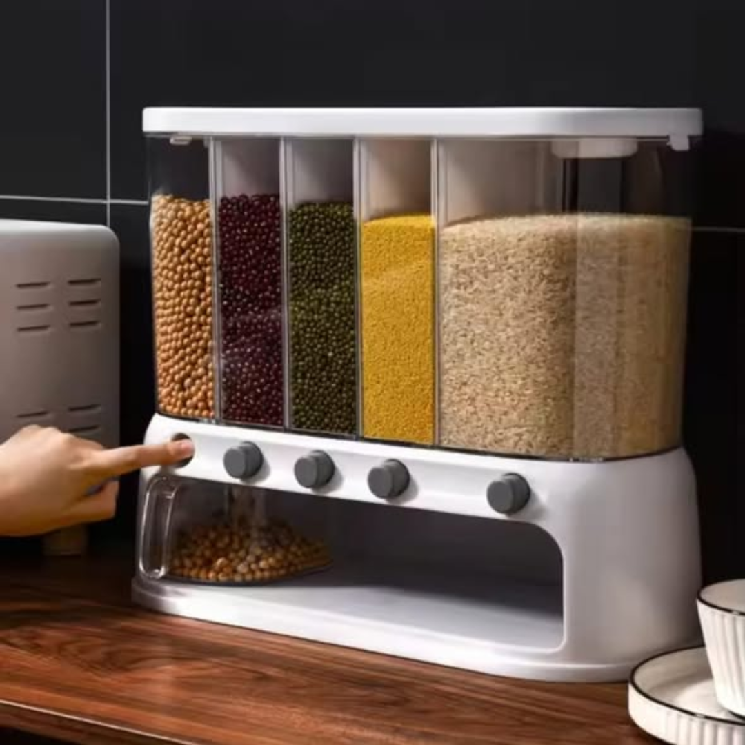 Acrylic Partitioned Rice/Cereal Dispenser