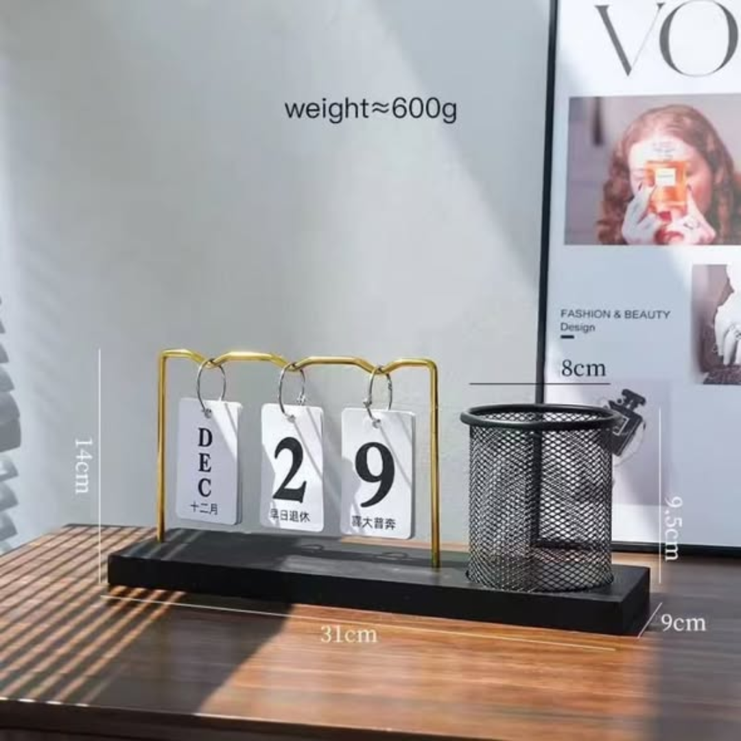 Luxe Desk Calendar and Pen Holder