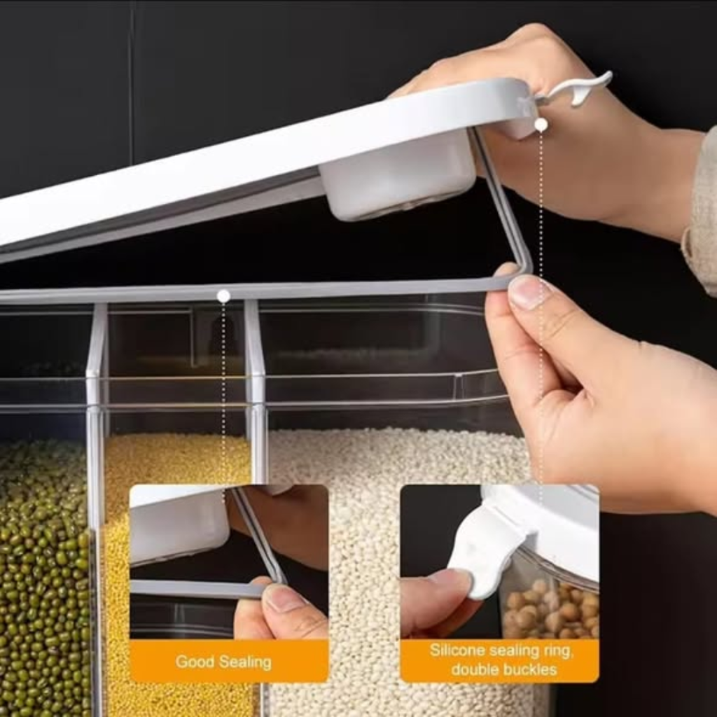 Acrylic Partitioned Rice/Cereal Dispenser