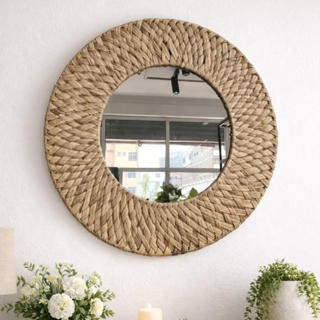 Decorative Water Hyacinth Mirror