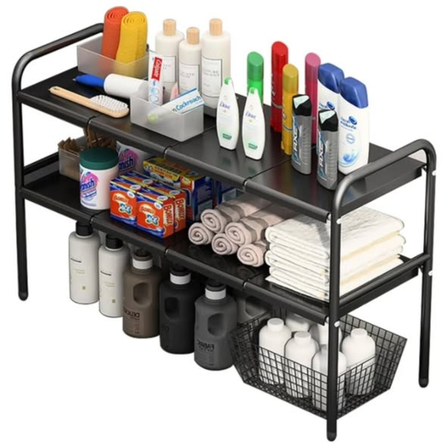 2-Layer Expandable Under-Sink Rack