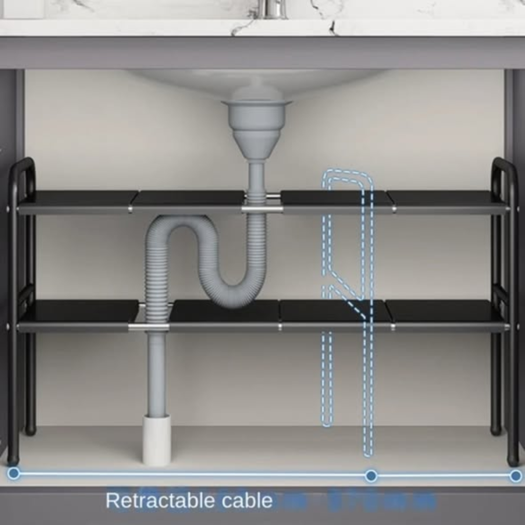2-Layer Expandable Under-Sink Rack