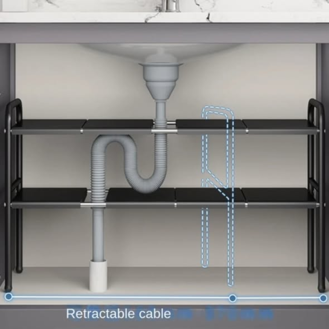 2-Layer Expandable Under-Sink Rack