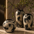 3 Pcs Artistic Black and White Vase Set