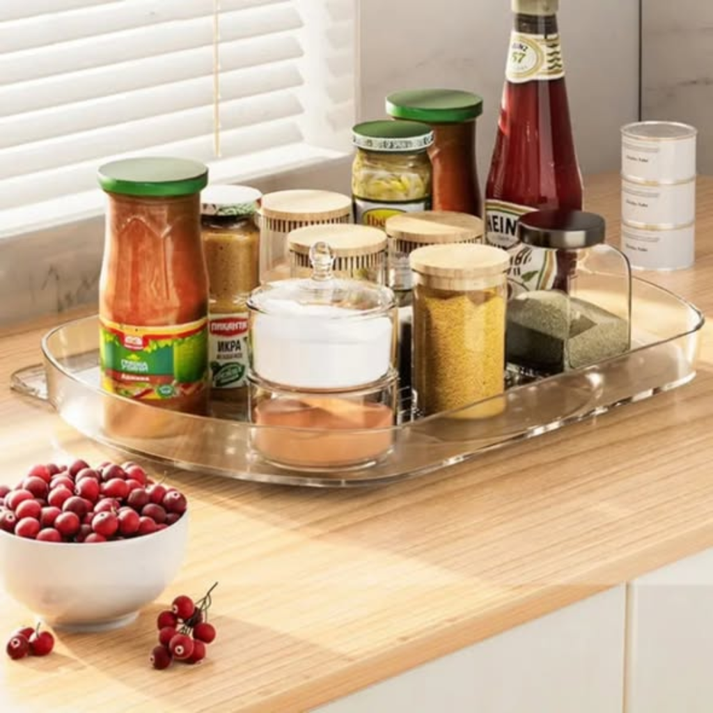 360 rotating rectangular turntable organizer