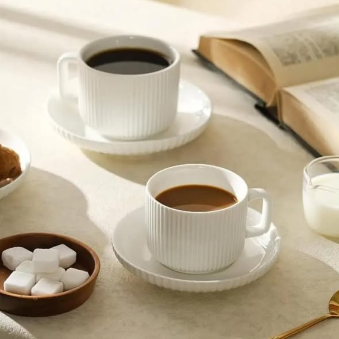 12pcs Modern Stripe Ceramic Cups