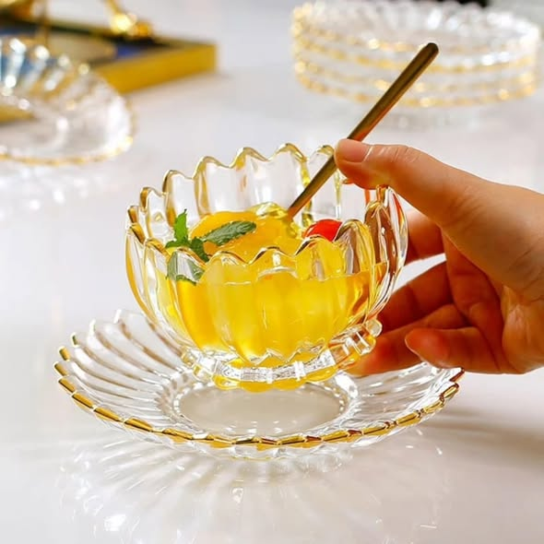 Glass Bowl Flower Type Fruit Plate