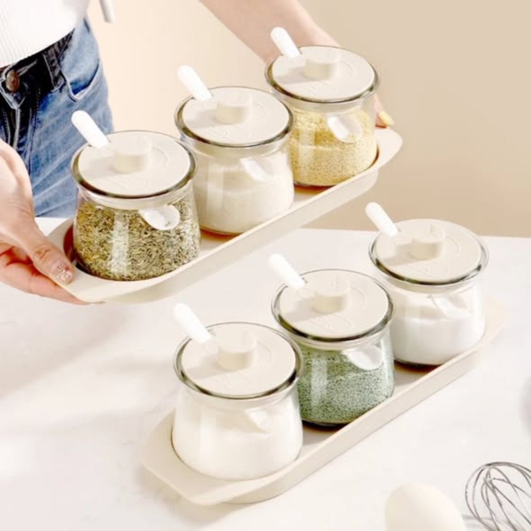 3pcs Glass Canister Seasoning Set