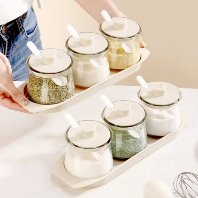 3pcs Glass Canister Seasoning Set