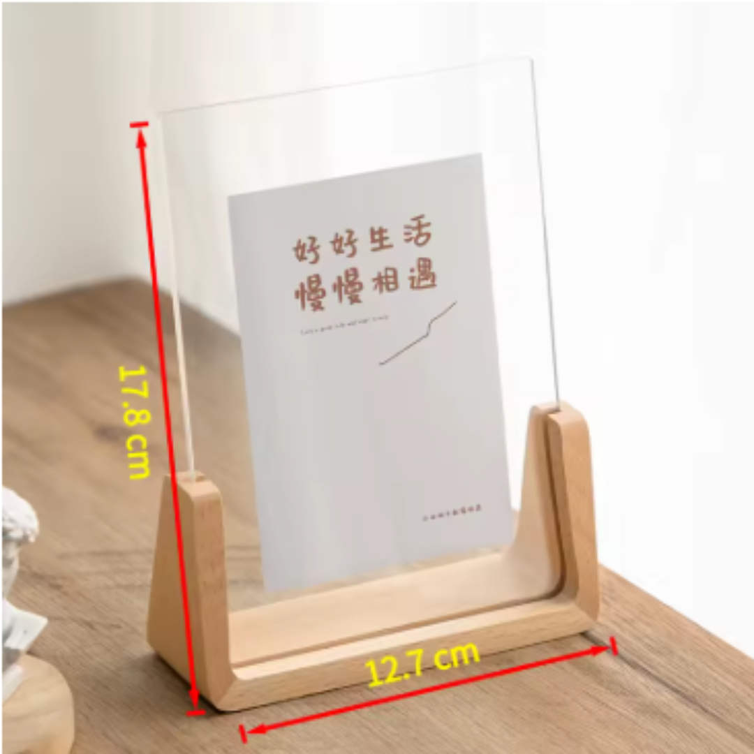 Acrylic Photo Frame with Wooden Base