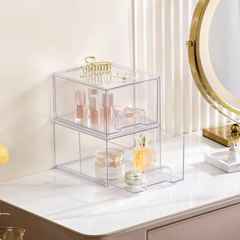 2pc stackable clear bathroom/fridge organizer