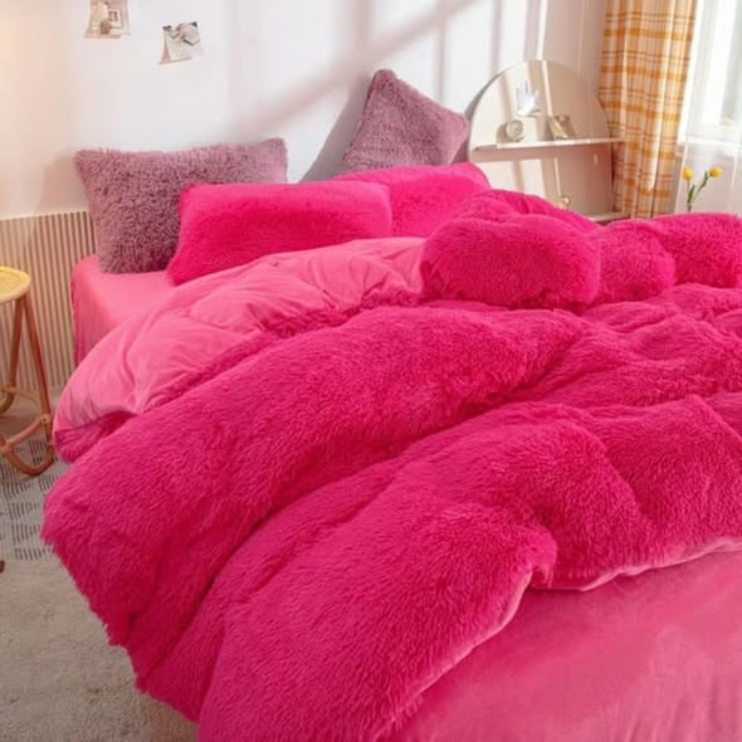 6pc Luxury designs Velvet plush Fluffy Duvet set