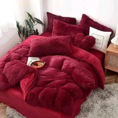 6pc Luxury designs Velvet plush Fluffy Duvet set