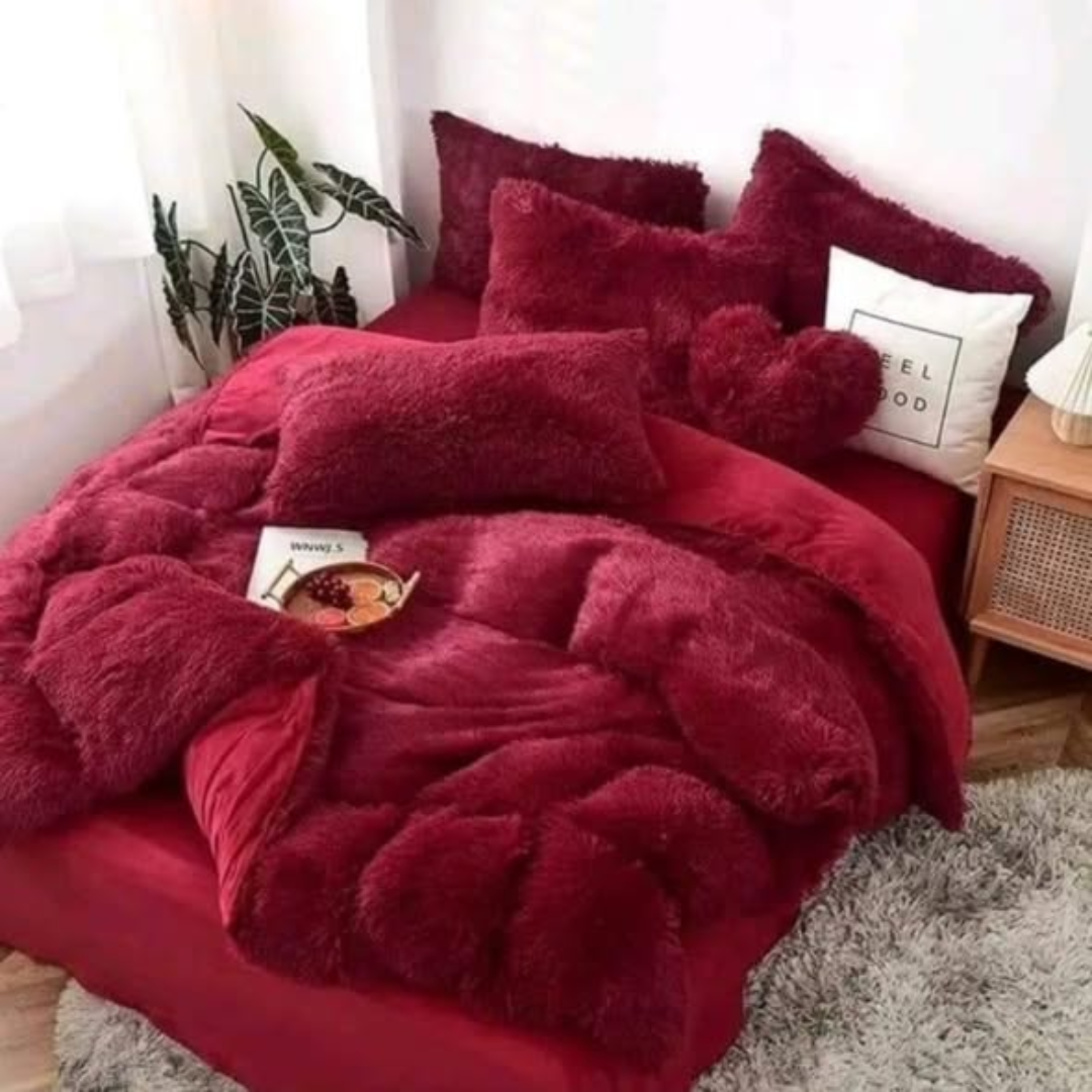 6pc Luxury designs Velvet plush Fluffy Duvet set