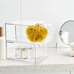 2pc stackable clear bathroom/fridge organizer