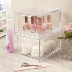 2pc stackable clear bathroom/fridge organizer