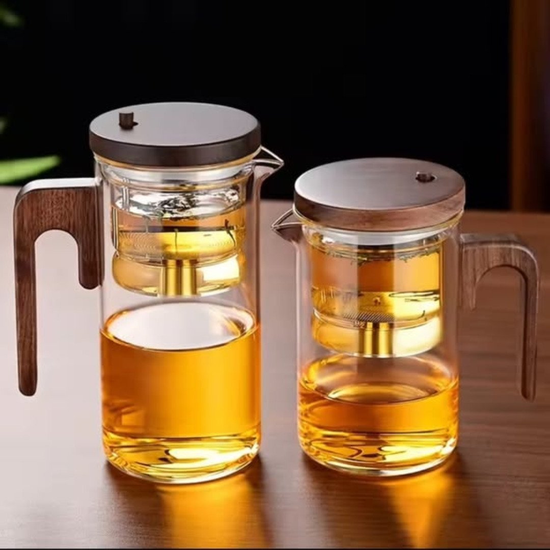 One Press Glass Infuser Tea Pot