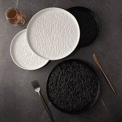 24pcs Ceramic Dinner Set with Textured Finish