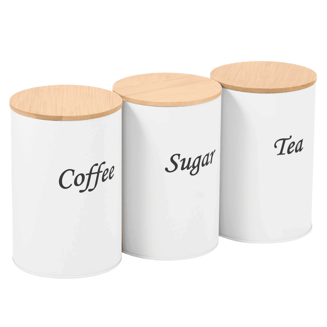 3pcs Airtight Canister Set With Bamboo Lids