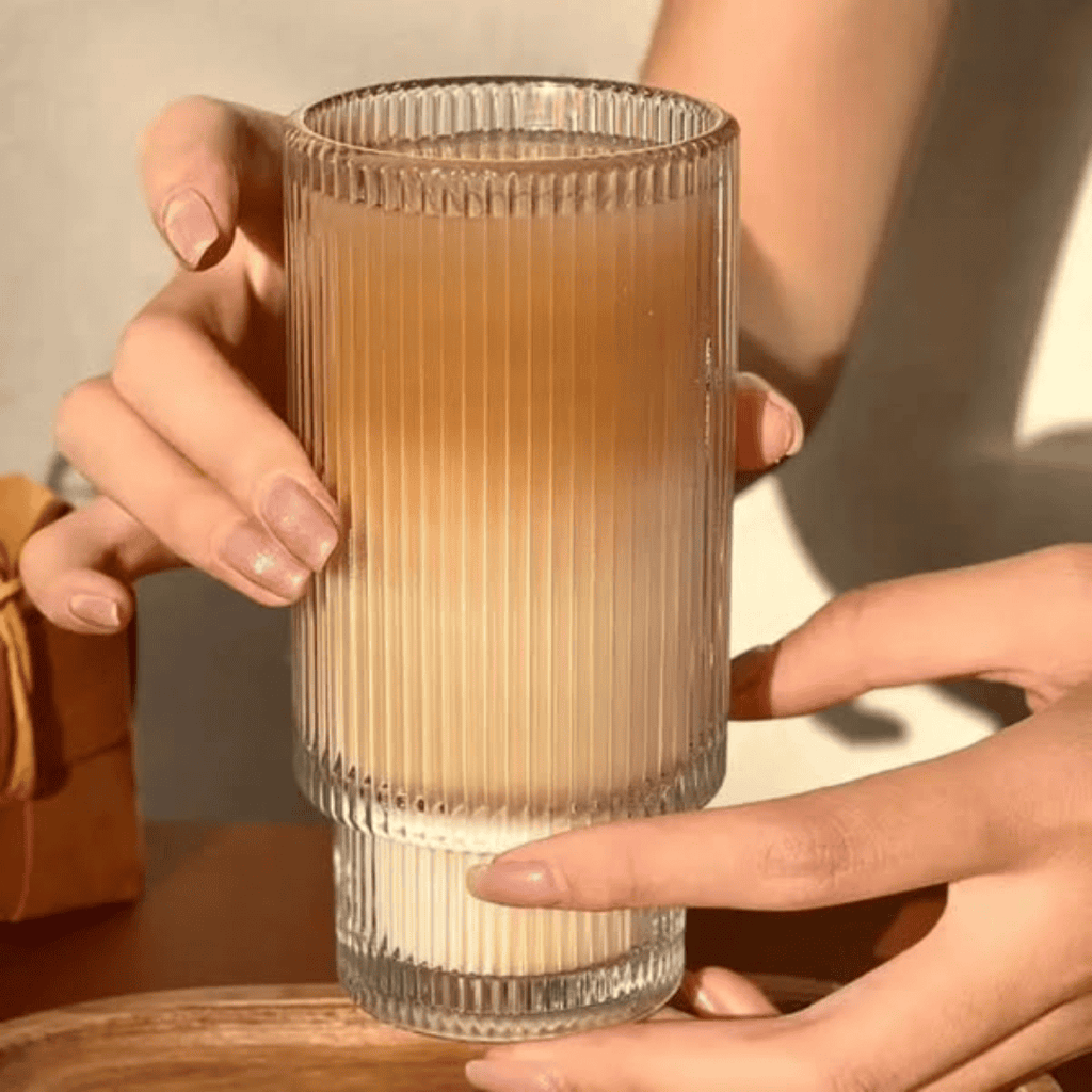 Six-Piece Creative Ribbed Crystal Glass Tumblers