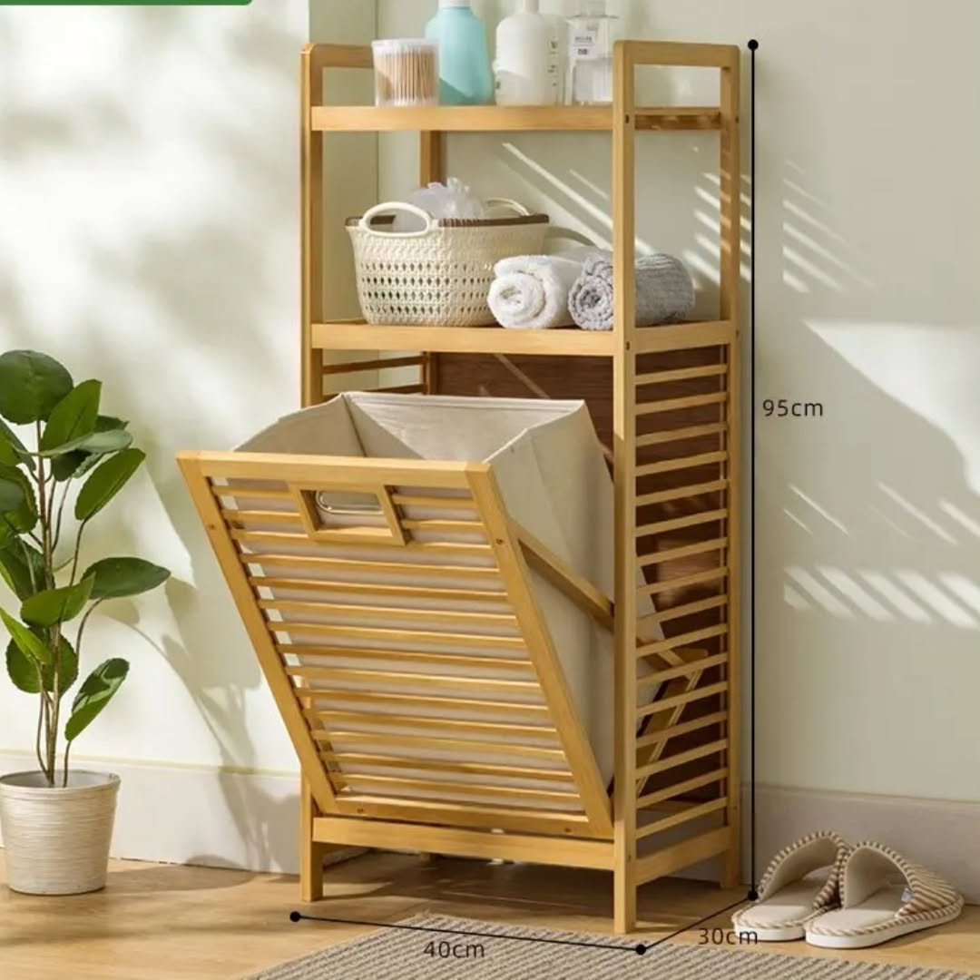 Bamboo Laundry Basket Organizer