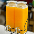 Tall Square Mason Jar Glass Beverage Dispenser