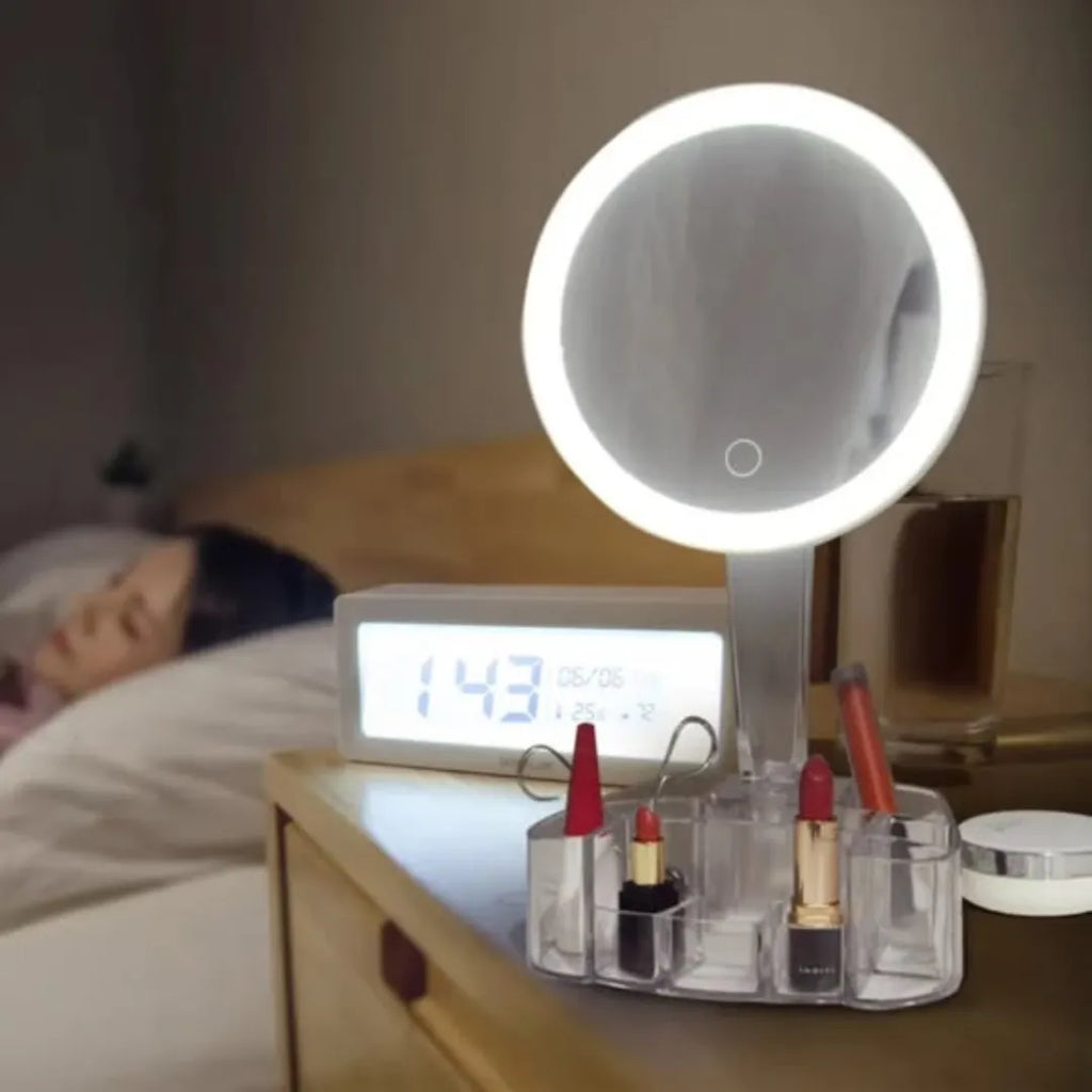 Led Makeup Mirror With Storage Box