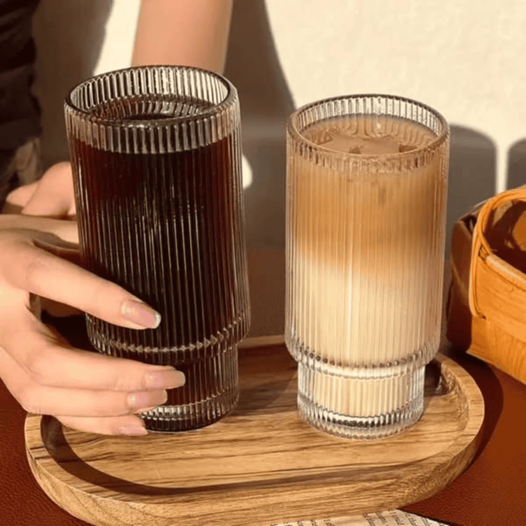 Six-Piece Creative Ribbed Crystal Glass Tumblers