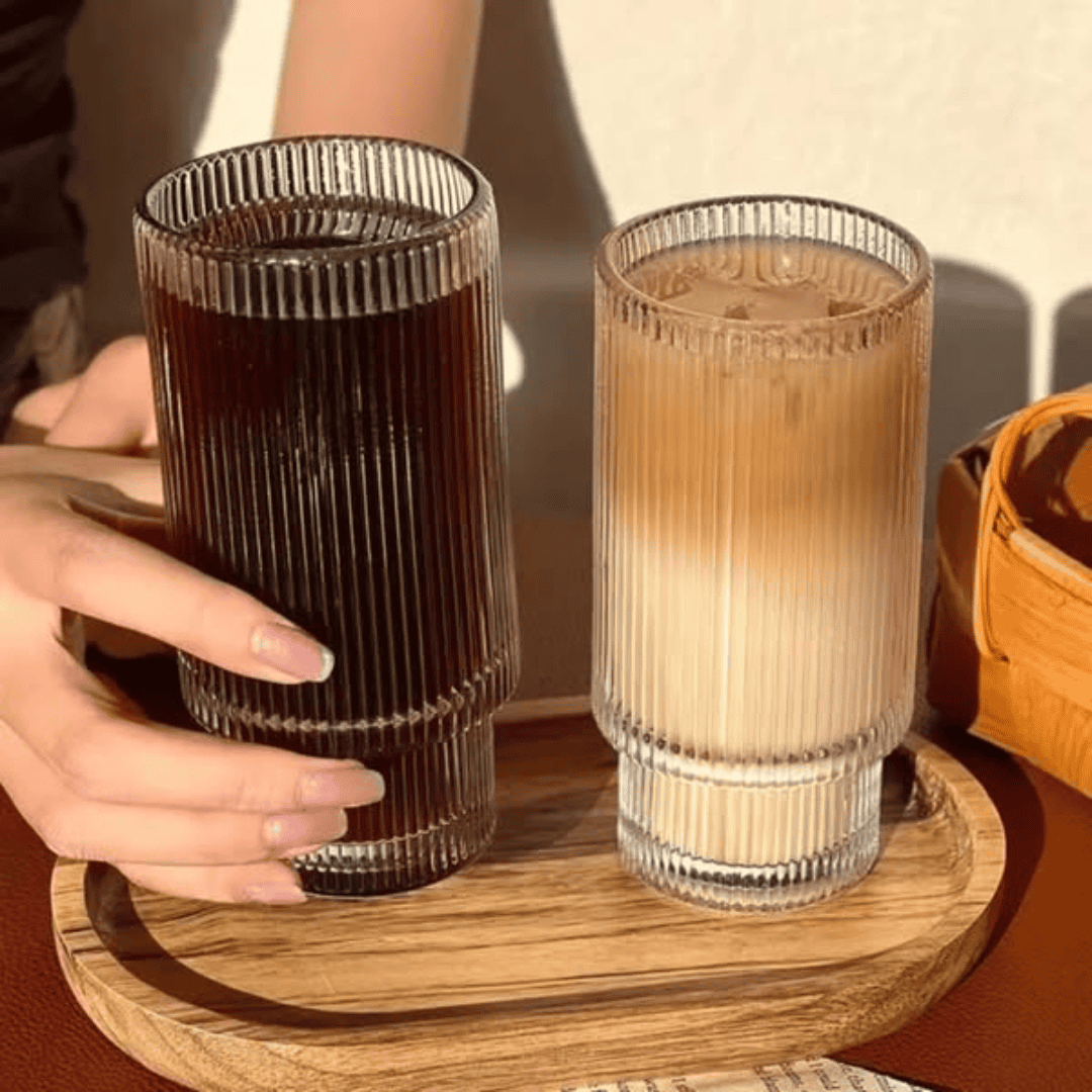 Six-Piece Creative Ribbed Crystal Glass Tumblers