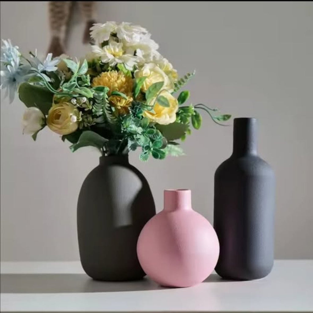 Set of 3 Elegant Muted Color Vases
