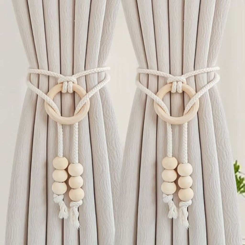 2Pcs Natural cotton rope curtain tiebacks boho style