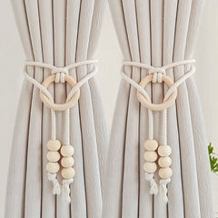 2Pcs Natural cotton rope curtain tiebacks boho style