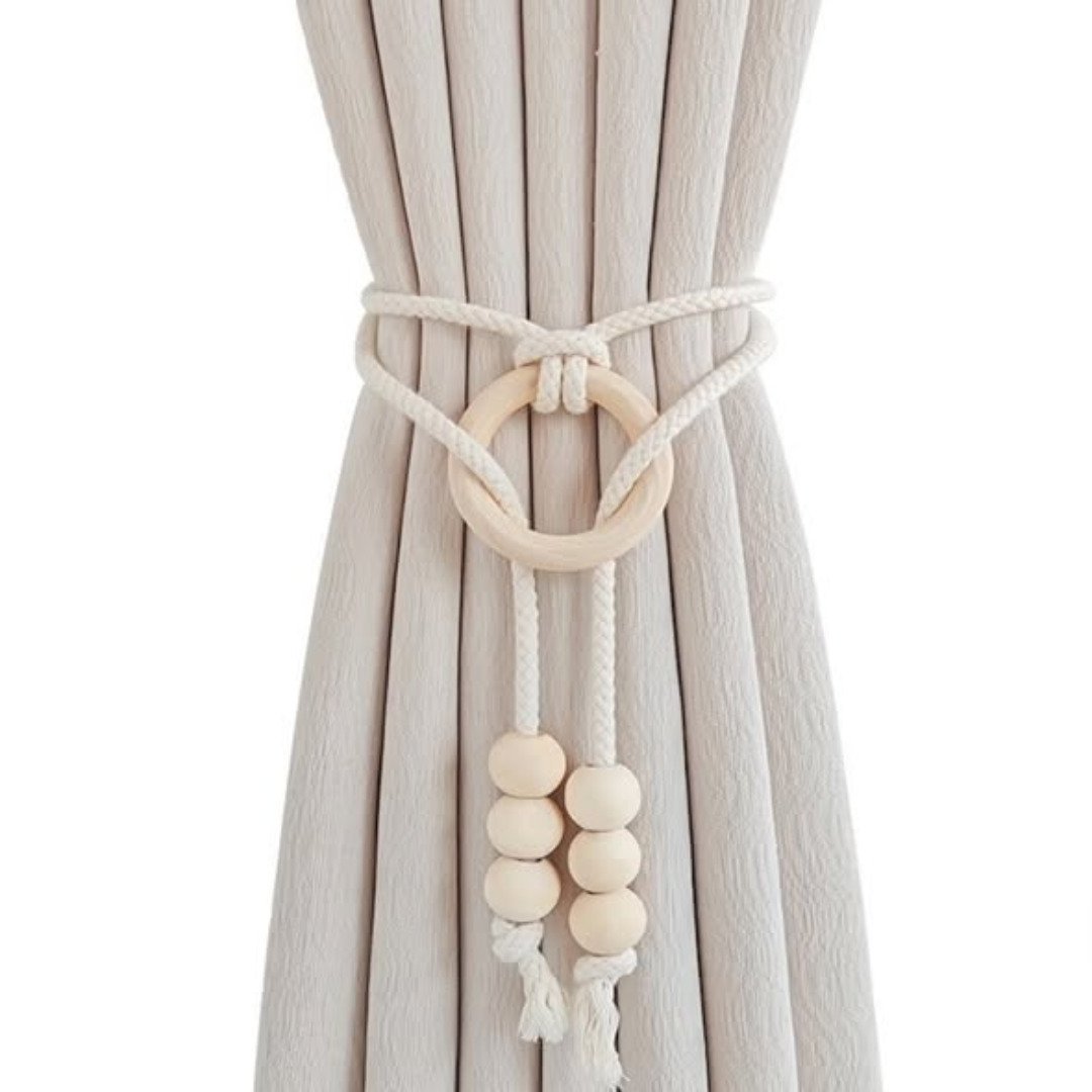 2Pcs Natural cotton rope curtain tiebacks boho style