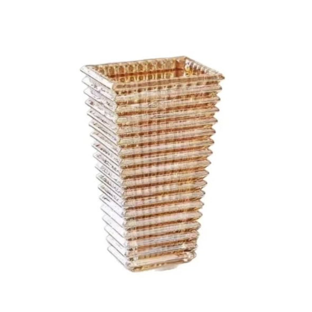 Heavy Big glass vase gold lines