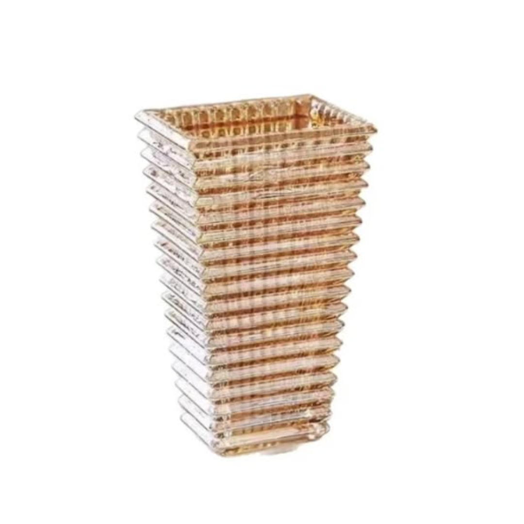 Heavy Big glass vase gold lines