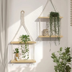 New Macrame Hanging floating Shelf Wall