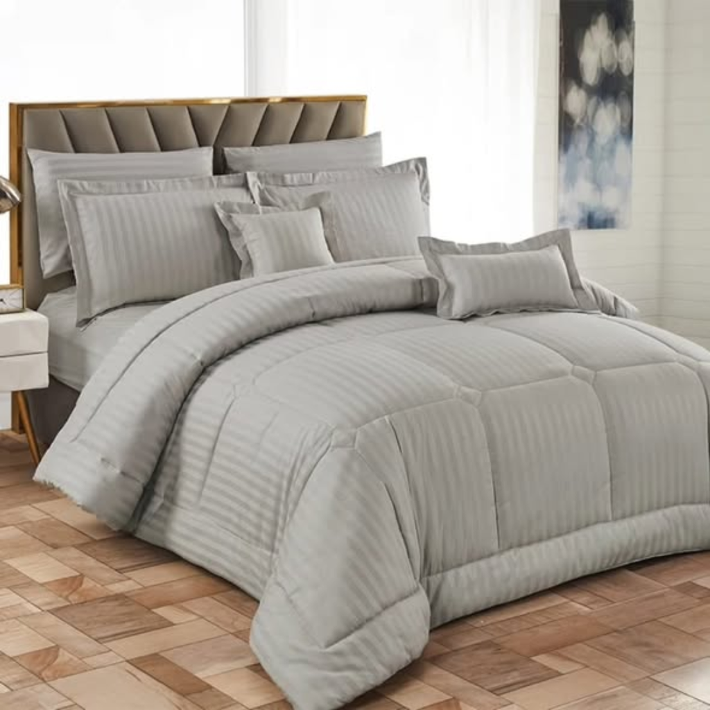 Extra King size cotton stripped duvet set