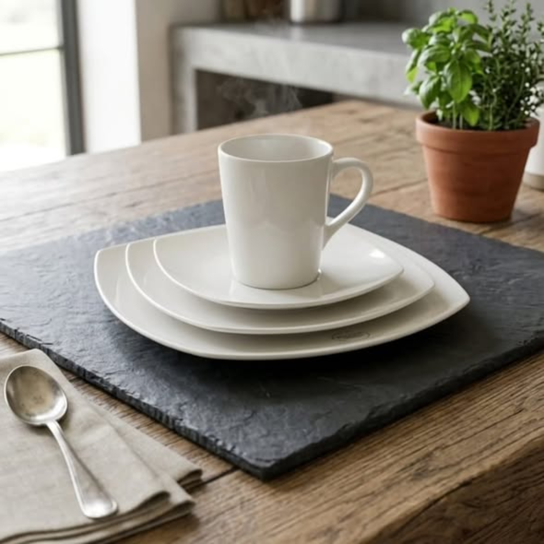 24pc square plain dinner plate