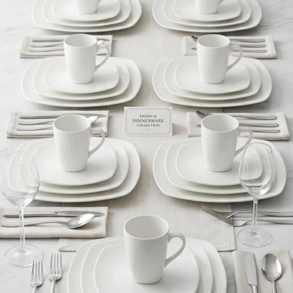 24pc square plain dinner plate